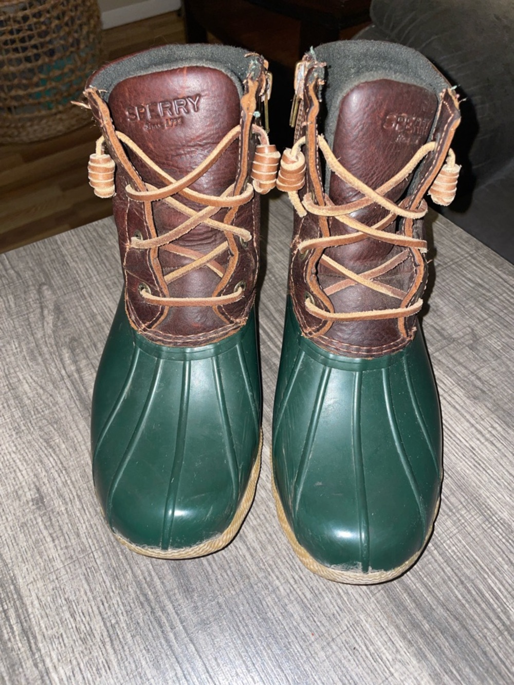 Sperry Green & Brown Waterproof Duck Boots